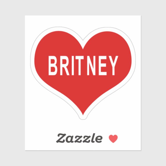 BRITNEY NAME Red Love Heart Vinyl Pegatina (Hoja)