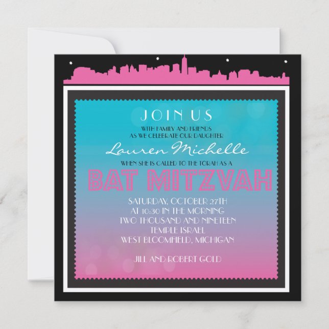 BROADWAY Bat Mitzvah Invitación (Anverso)