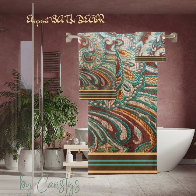 Brocade de diseñador en Brown, Verde azulado y oro (Subido por el creador)