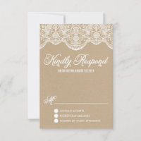 Brocade Lace Faux Kraft Paper RSVP Card