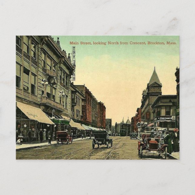 Brockton, Massachusetts, postal antigua de 1910 (Anverso)