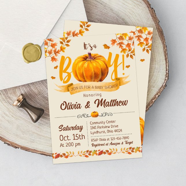 Brompkin Fall Invitación al niño de Baby Shower (Subido por el creador)