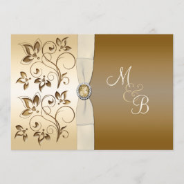 Bronce con la invitación con monograma de la cinta