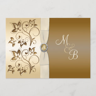 Bronce con la invitación con monograma de la cinta
