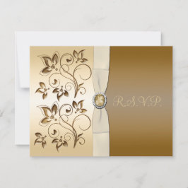 Bronce con tarjeta RSVP de cinta de marfil