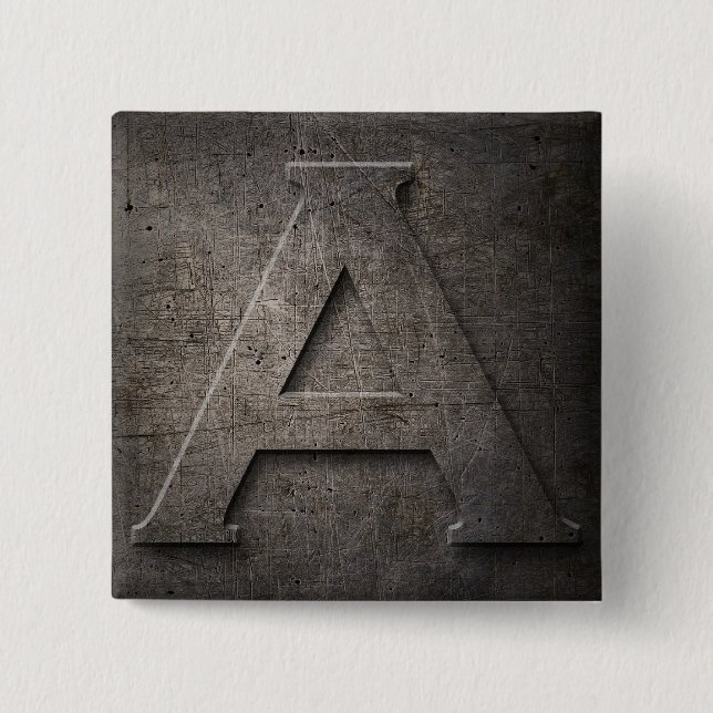 Bronce Negro Metalizado A Monograma cuadrado botón (Anverso)