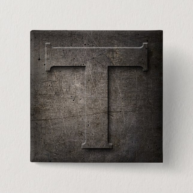 Bronce Negro Metalizado T Monograma botón cuadrado (Anverso)