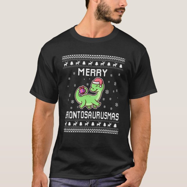 Brontosaurus Lover Navidades feos suéter Holi (Anverso)