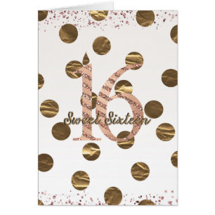 Bronze Polka Dots Rosa Gold Sweet 16 Cumpleaños