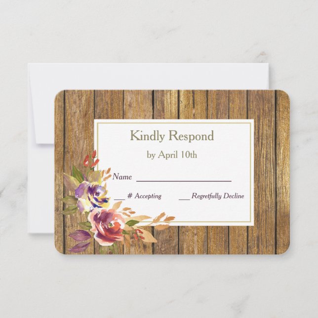 Bronze Rosa Warm Wood Wedding RSVP (Anverso)