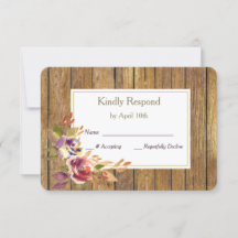 Bronze Rosa Warm Wood Wedding RSVP