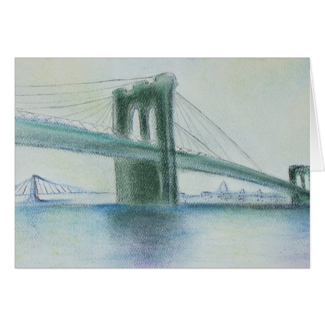 Brooklyn Bridge Serenity Art NYC Greeting Card (Anverso (Horizontal))