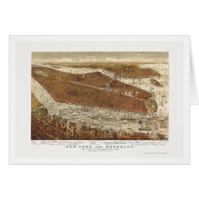 Brooklyn, mapa panorámico de NY - 1877 (Anverso (Horizontal))