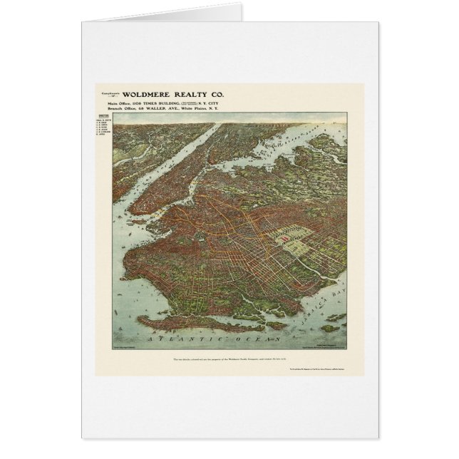 Brooklyn, mapa panorámico de NY - 1908 (Frente)