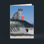 BROTHER BIRTHDAY CAT EN TARJETA DE TIBURÓN DE PLAY<br><div class="desc">¡GATO DE PLAYA CON TARJETA DE CUMPLEAÑOS DE TIBURÓN PARA HERMANO DE GUAY CAT!</div>