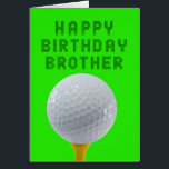 Brother Birthday Golf<br><div class="desc">¡Feliz cumpleaños de golf a tu hermano! ¡Una pelota de golf en un tee listo para lanzarse! Una gran carta para cualquier hermano que ame el juego del golf.</div>