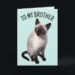 BROTHER SIAMESE CAT BIRTHDAY Tarjeta de felicitaci<br><div class="desc">A MI HERMANO TARJETA DE CUMPLEAÑOS DE SIAMÉS</div>
