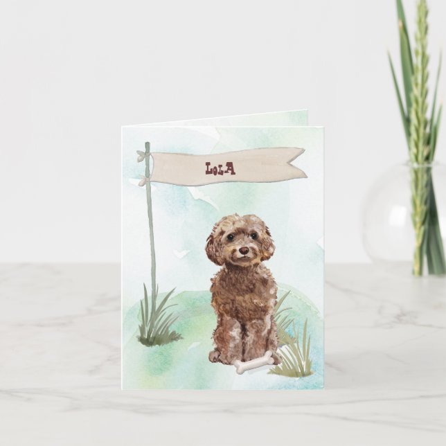 Brown Cockapoo Felicitaciones a Nuevo Perro (Anverso)