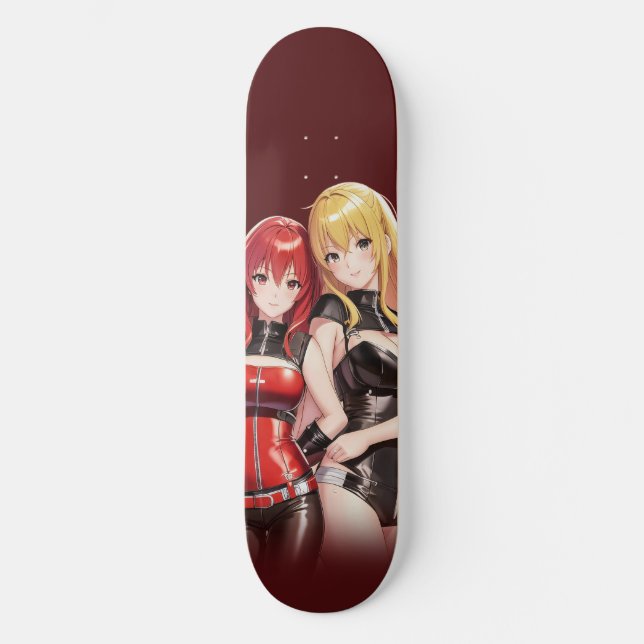Brown colour anime girl skateboard (Anverso)
