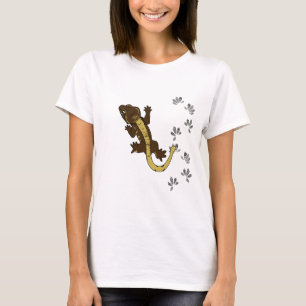 Brown Crested la camisa del Gecko con huellas