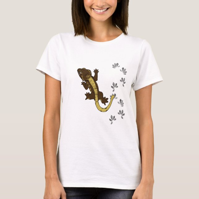 Brown Crested la camisa del Gecko con huellas (Anverso)