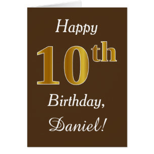 Brown, Faux Gold 10 cumpleaños + Nombre personaliz