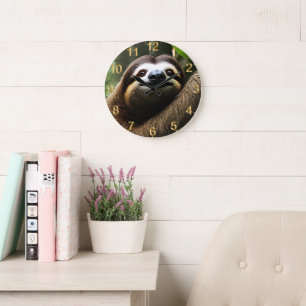 Brown Fuzzy Sloth, reloj de pared