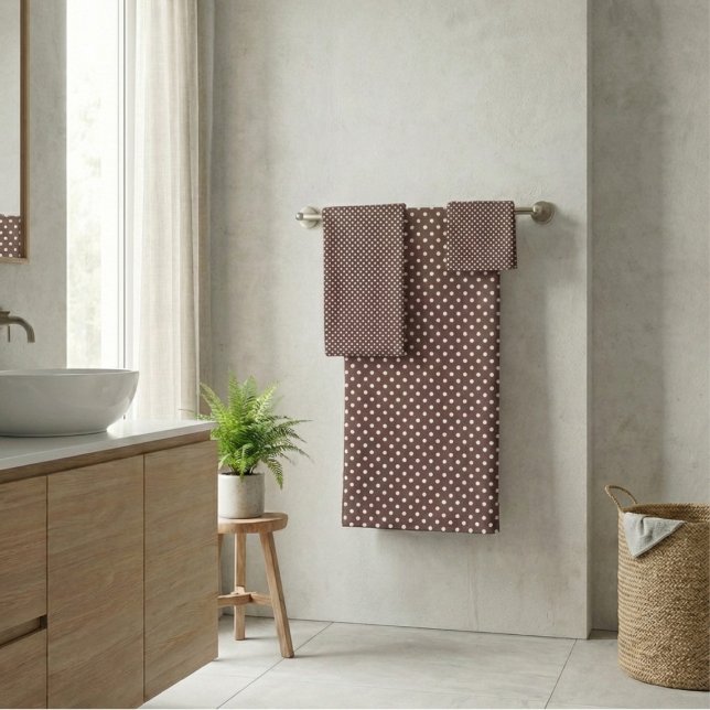 Brown Ivory Polka Dot Retro Bathroom Decor (Subido por el creador)