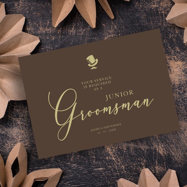 Brown Junior Groomsman Chic Wedding Proposal (Subido por el creador)