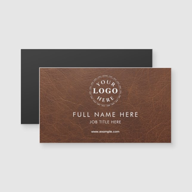 Brown Leather Pattern Magnetic Business Card (Anverso/Reverso)