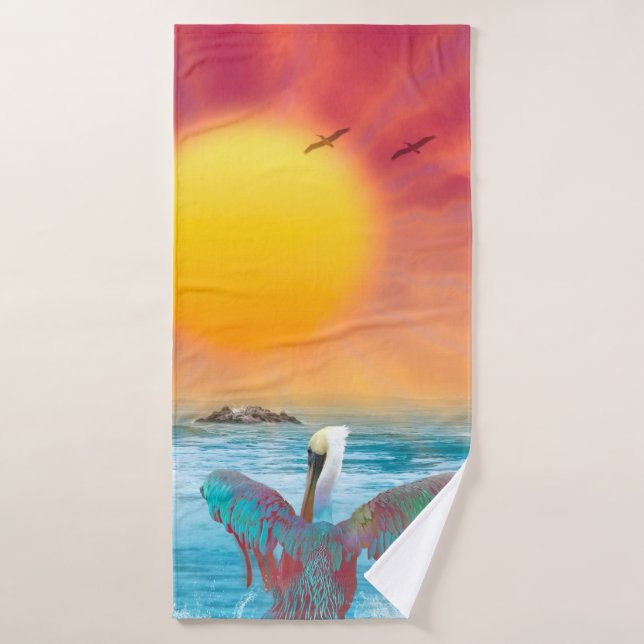 Brown Pelican ISLAND SUNSET (Toalla de baño)