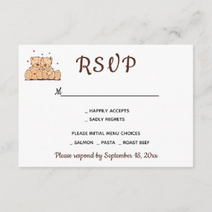 Brown RSVP Teddy Bears Love Wedding