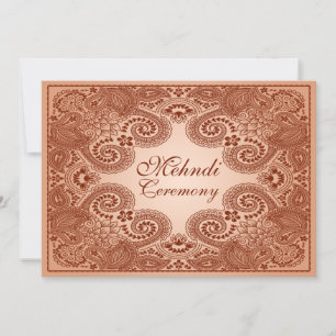 Brown, Tan Henna Mehndi Party Invitación 2