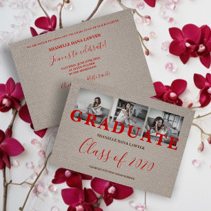 Brown Textil Modern Three Photos Graduation