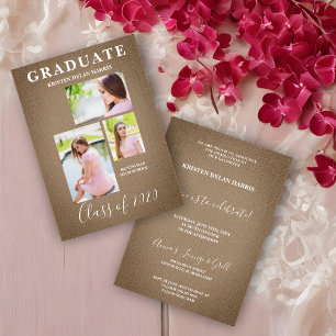 Brown Three Photos Collage Graduation Textile