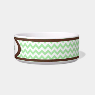 Brown y cuenco personalizado Chevron verde del