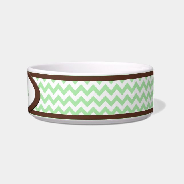 Brown y cuenco personalizado Chevron verde del (Derecha)