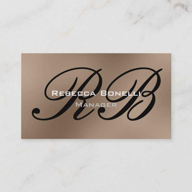 Browny Beige Black Monogram Manager Tarjeta de vis (Anverso)