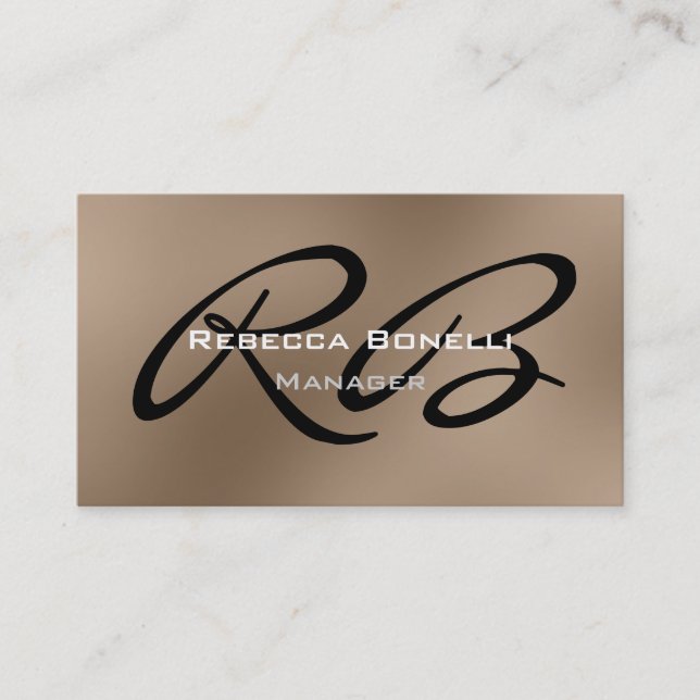 Browny Black Monogram Manager tarjeta de visita (Anverso)