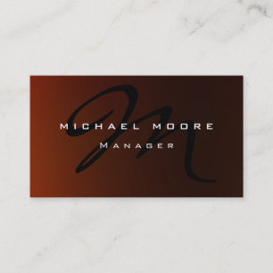 Browny Naranja Monograma Rojo Único Tarjeta de Neg