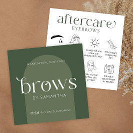 Brows Aftercare Tarjetas de Cuidado Verde Boho Sag