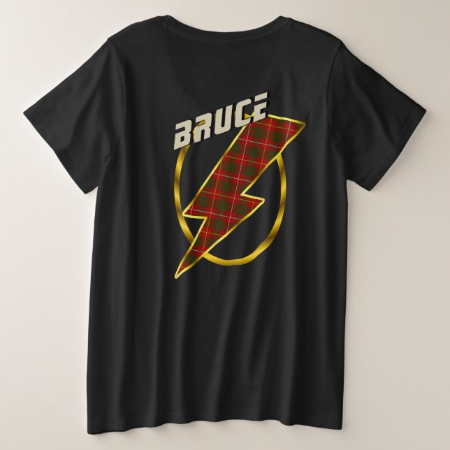 Bruce Clan Badge & Lightning Bolt Tartan T-Shirt (Reverso del diseño)