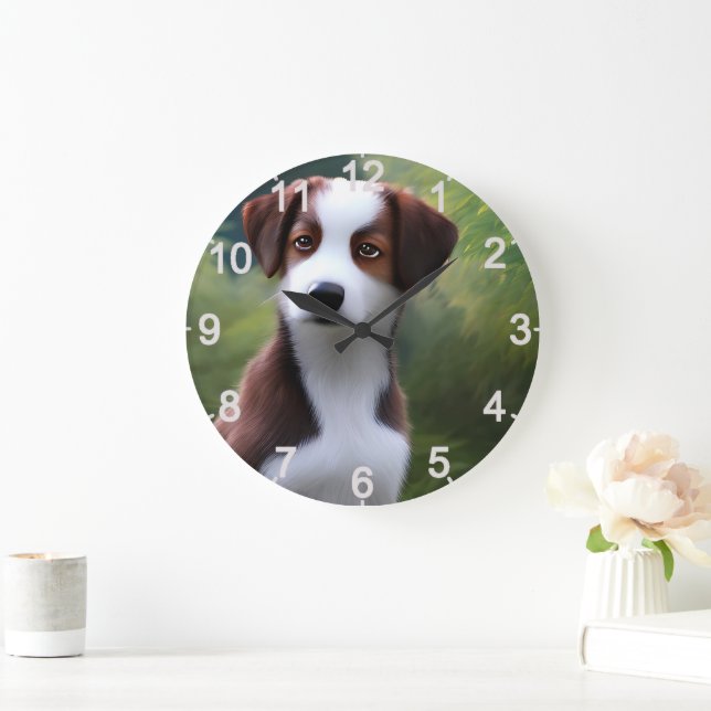 Bruce El Collie Fronterizo Puppy, Reloj De Muro (Hogar)