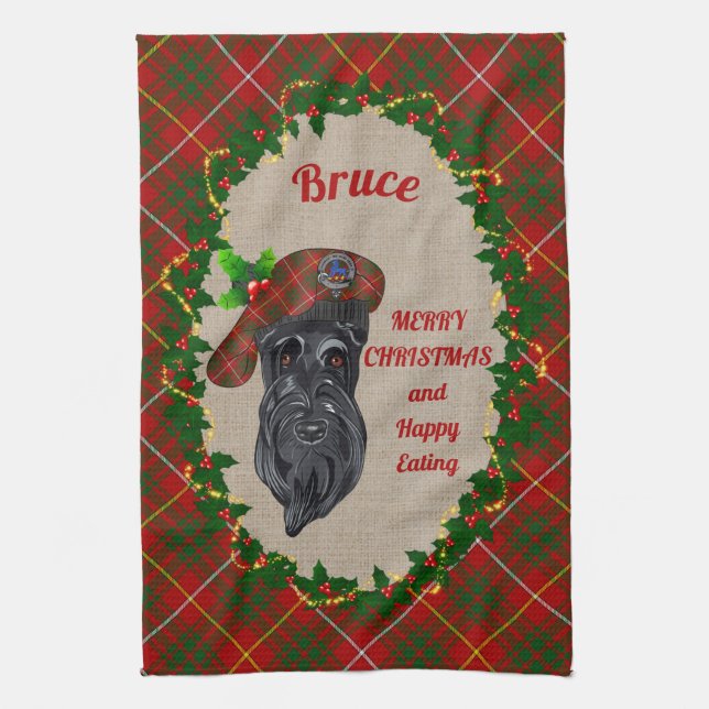 Bruce Scottie Perro Navidades Kitchel Toalla (Vertical)
