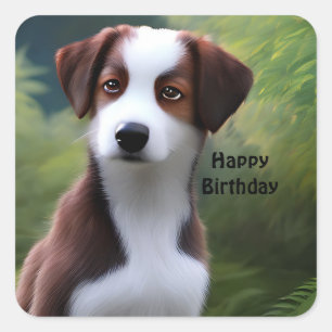 Bruce The Border Collie Puppy, Pegatinas de Cumple
