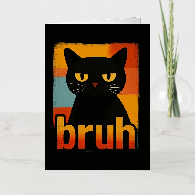 Bruh Black Cat Graciosa Retro Vintage Meme (Anverso)