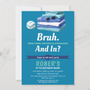 BRUH Boys Blue Pool Fiesta Invitación al cumpleaño