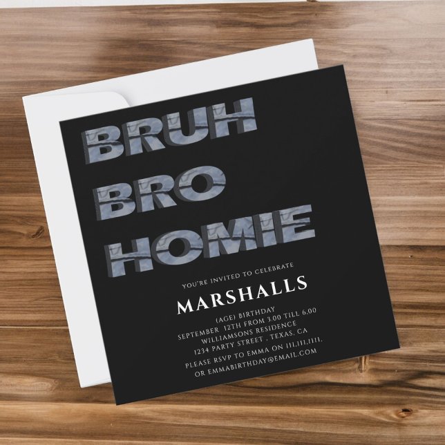 bruh bro homie tipografía 3D Invitación (Subido por el creador)