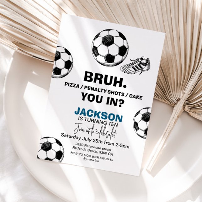 Bruh. Invitación al fútbol de cumpleaños - cualqui (Soccer Birthday invitation)