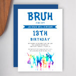 BRUH moderno entre cumpleaños Invitación<br><div class="desc">¡Prepárate para lanzar la última fiesta de cumpleaños, hermano! Nuestra moderna invitación azul a la fiesta es la manera perfecta de iniciar la celebración. Con su diseño de tipografía de moda que dice que te toca , esta invitación personalizada grita diversión y emoción. Dirigido a su hijo por su cumpleaños...</div>
